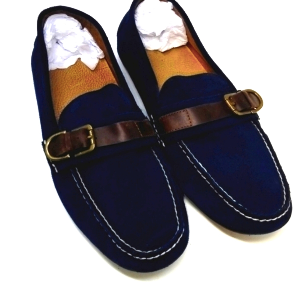 Blue suede polo ralph lauren loafers size 16D